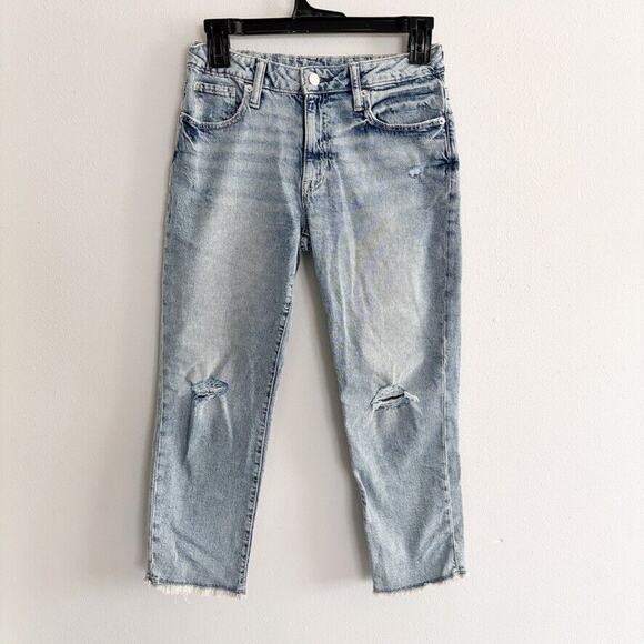 Gap Girlfriend Girls' Sz 14 Distressed Relaxed Fit Raw Hem Button Fly Jeans - Picture 1 of 13